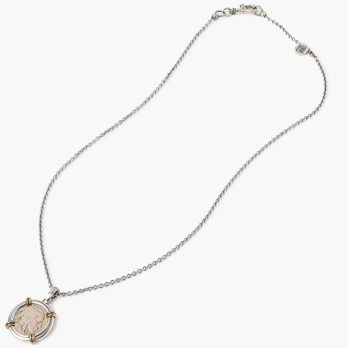 John Varvatos ANCIENT PADLOCK Chain Necklace for Men in Silver and Brass