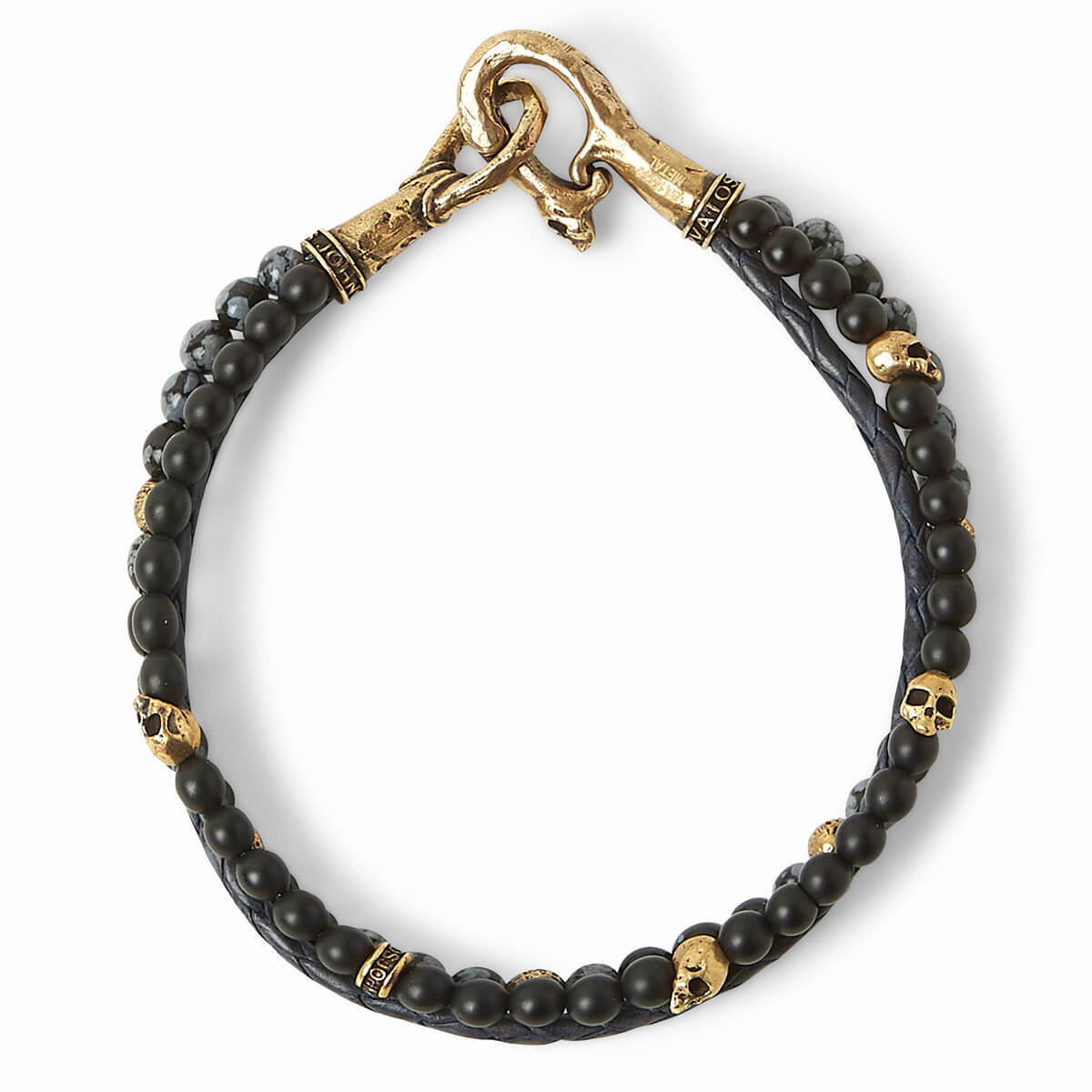 John Hardy Men's Heishi Bead Thin Width Bracelet Black Onyx & 14k Gold