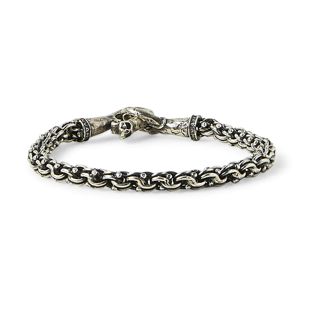 John Varvatos SILVER MODERN LINK Bracelet for Men with Skull Clasp