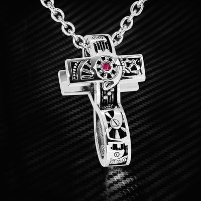 Jesus Fish and Cross and Dog Tag Necklace Set Two Piece Silver