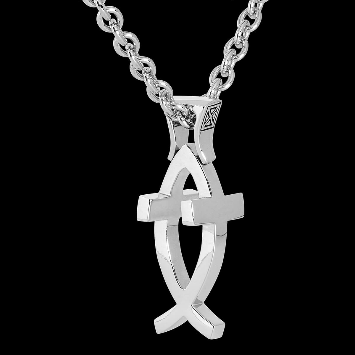 CHENGXUN Christian Lucky Medal Jesus Fish Cross Necklace Women