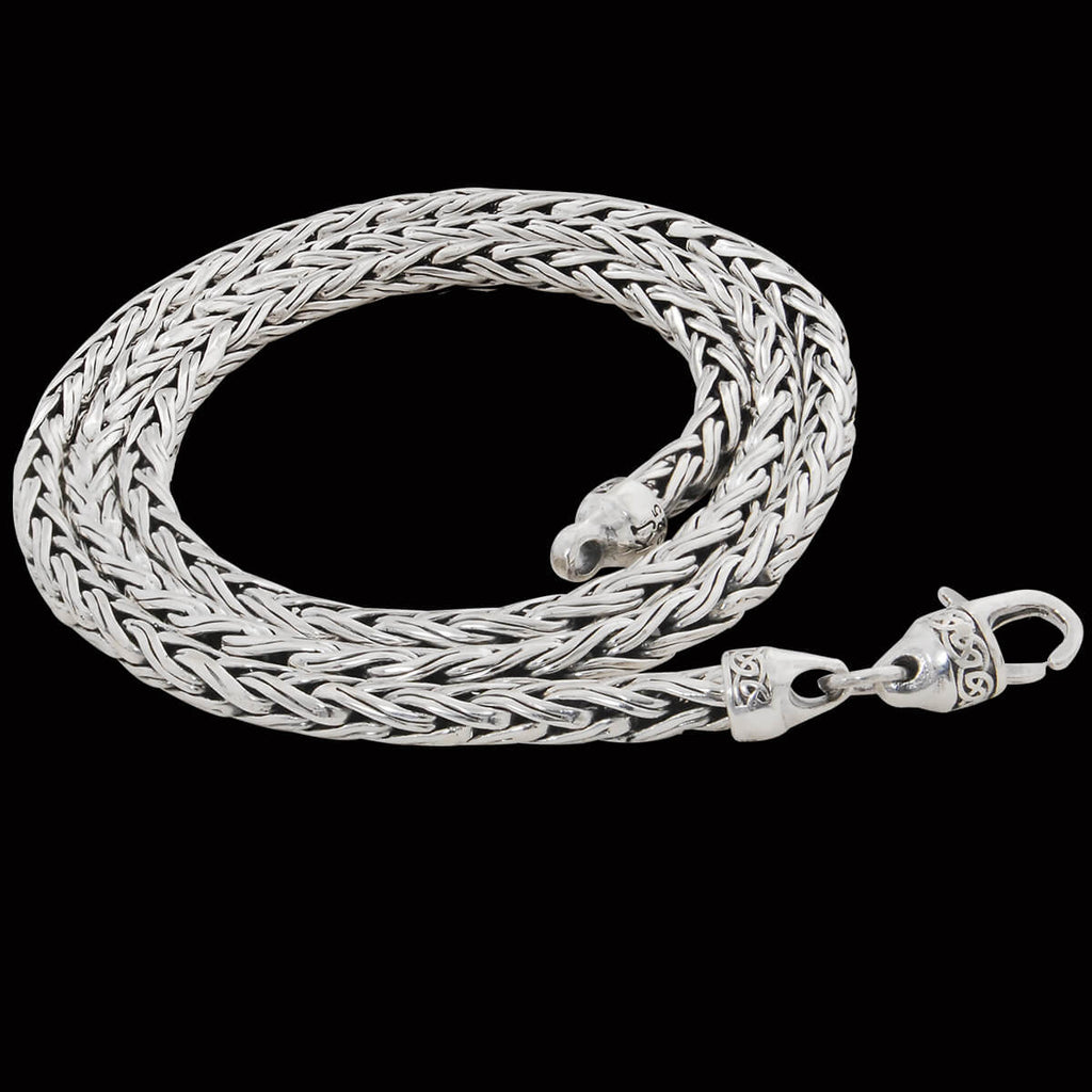 Keith Jack CELTIC WHEAT CHAIN Thick Width Silver Mens Chain