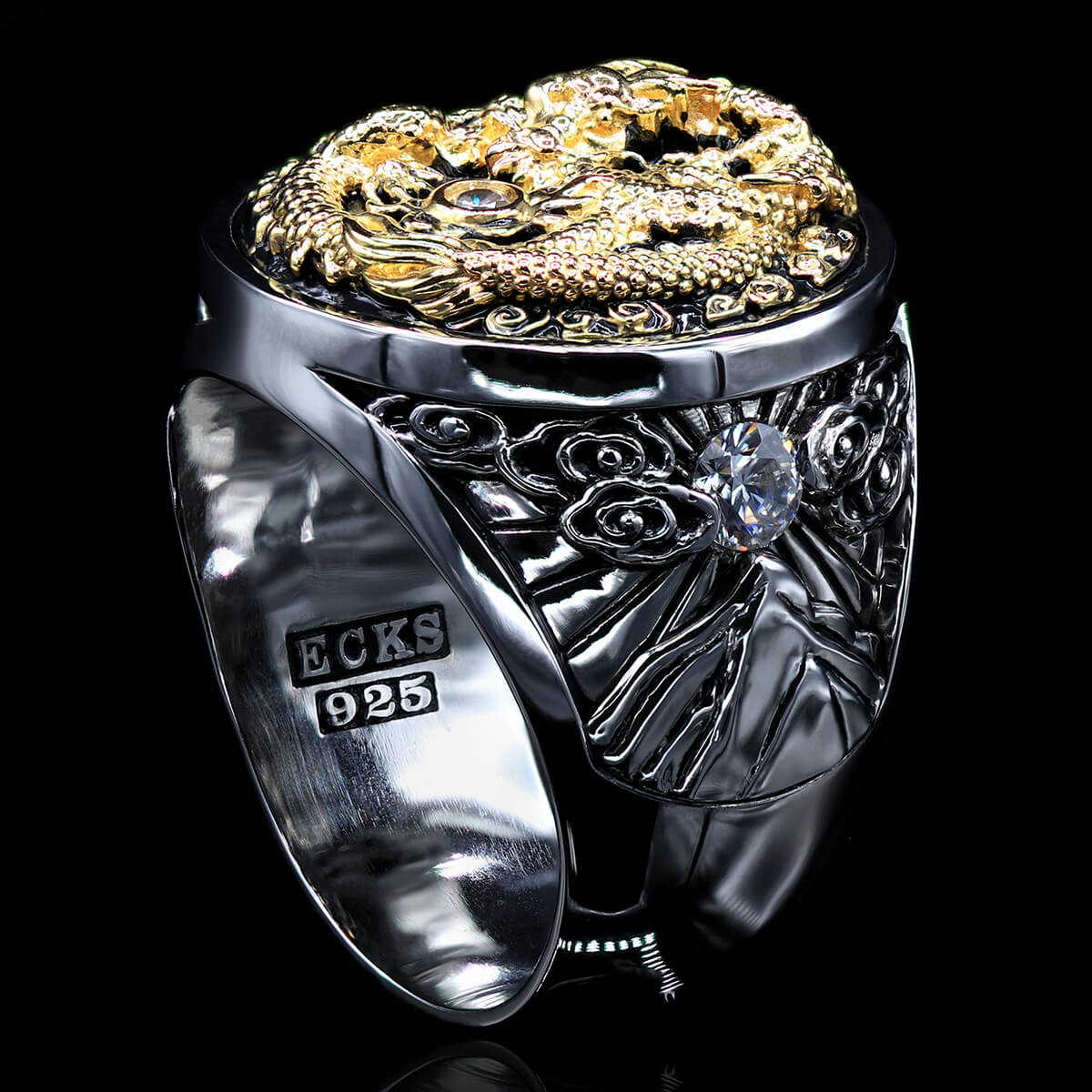 KING OF SPEED Race Car Men's Ring in Silver and 14k Gold by Ecks