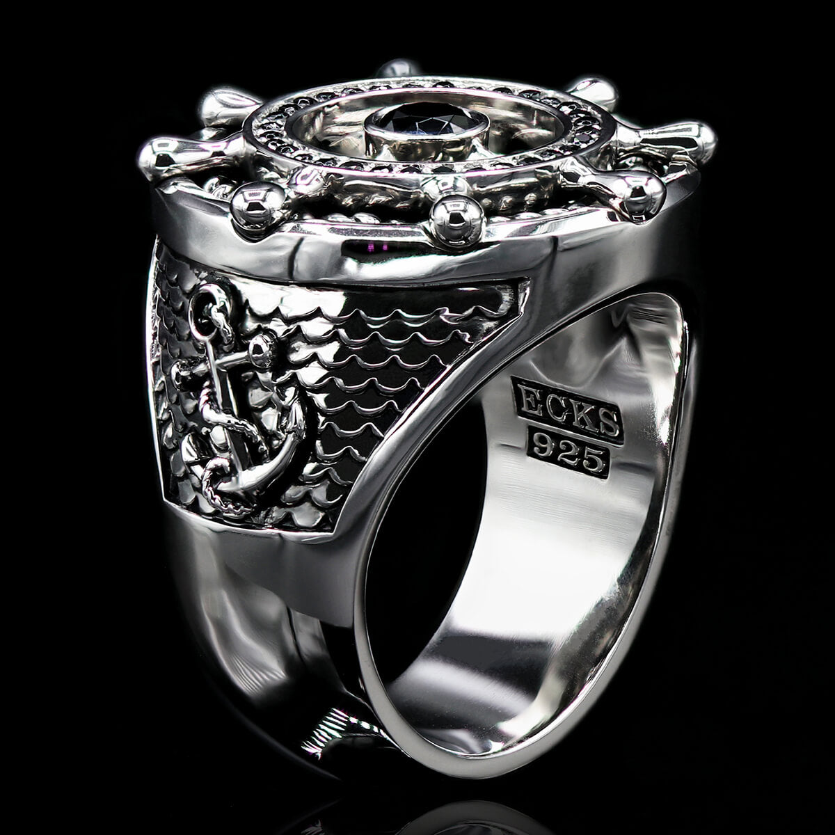 THE UNTAMED Silver Tiger Ring for Men with Green Emerald by Ecks