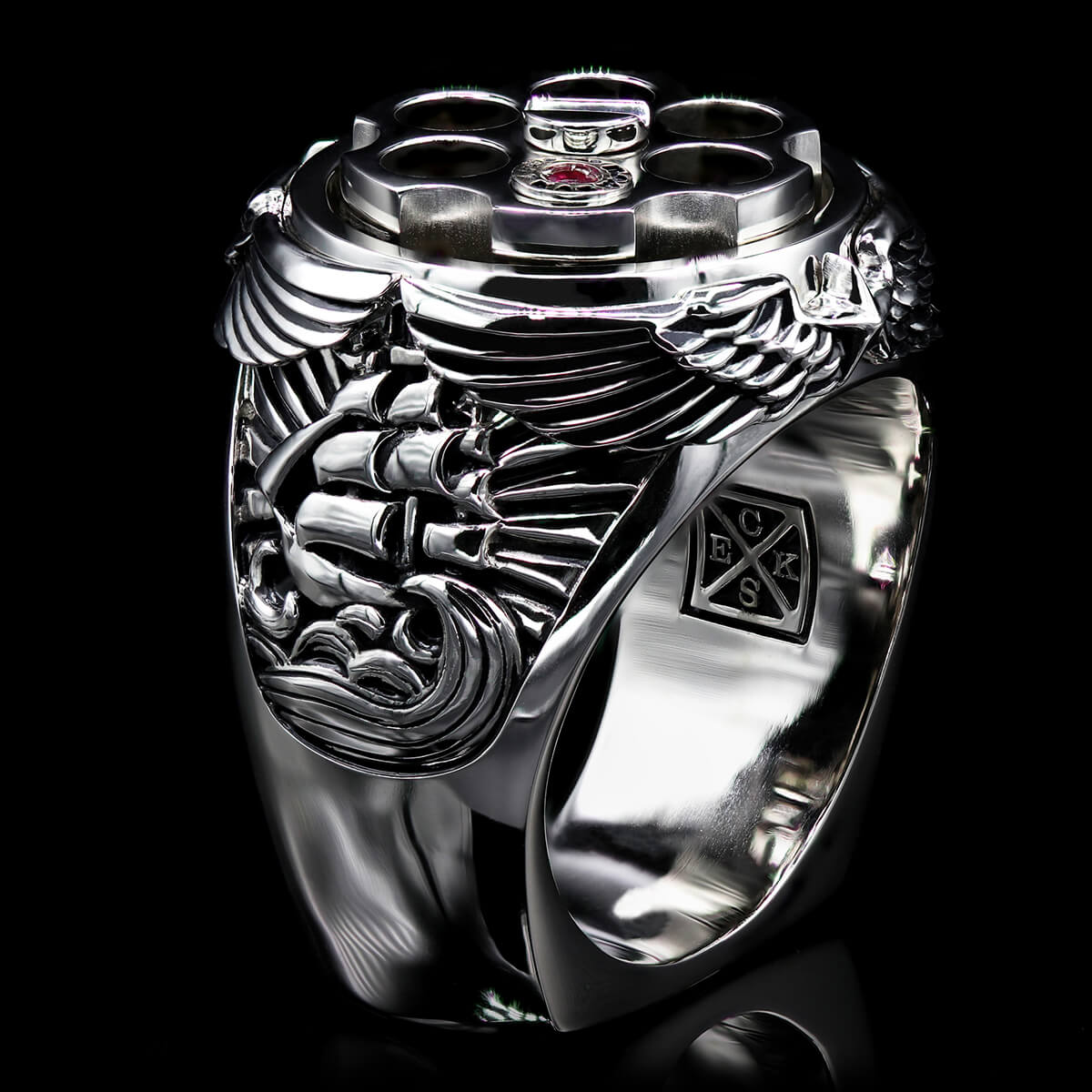 SPARTAN WARRIOR Skull Ring for Men in Sterling Silver by Ecks