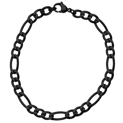 Silhouette Black IP Steel Figaro Link Mens Bracelet