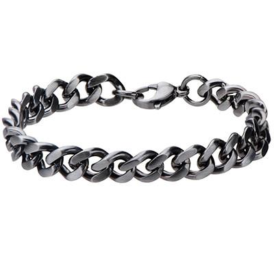 Fully Armed Gunmetal IP Steel Mens Curb Link Bracelet