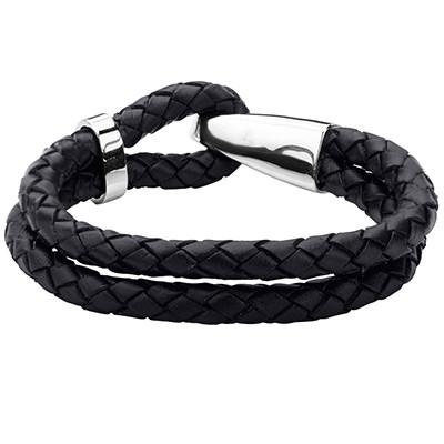 Hook Up Steel Hook Clasp Mens Navy Blue Leather Bracelet