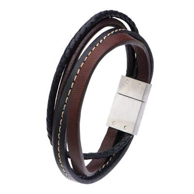 Men's Rockstar Studded Split Strand Leather Bracelet