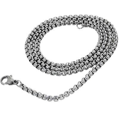 Byzantine box Stainless Steel Silver/Black Chain Necklace 14in - 32in Men