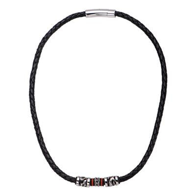 Men Necklace Men Choker Necklace Whale Tail Black Leather 