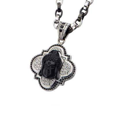 Smiling Buddha Onyx Pendant Necklace