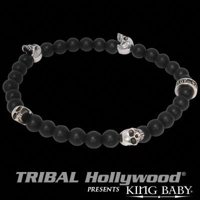 mens beaded skull bracelets