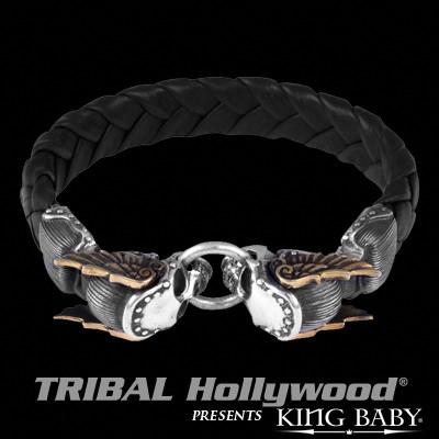 mens leather skull bracelet