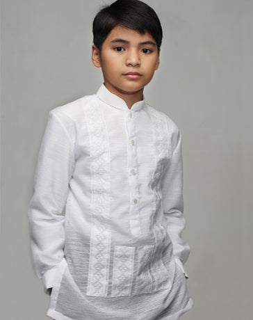 Boys' Barong Tagalog 100876 White Made-To-Order – MyBarong
