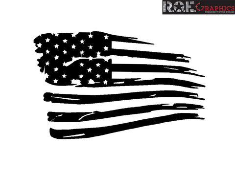 American Flag Distressed Wavy Hood Flag Vinyl Decal – ROE Graphics and ...