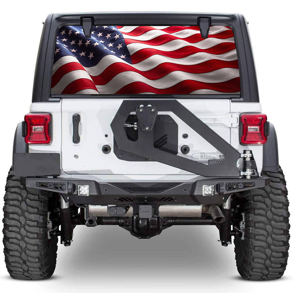 Universal Rear Window American Flag Tint Perforated Vinyl Fits: Jeep 2 –  ROE Graphics and Apparel