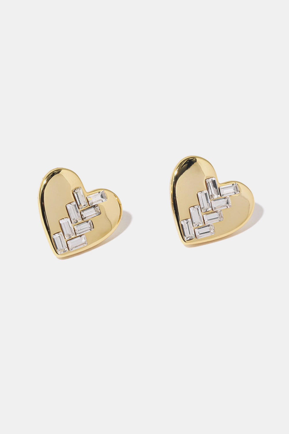 Inlaid Glass Heart-Shaped Stud Earrings