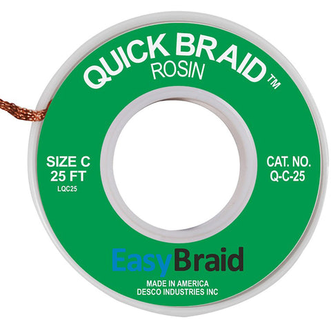 EasyBraid - Desoldering Braid, Quick Braid, .075” X 25'