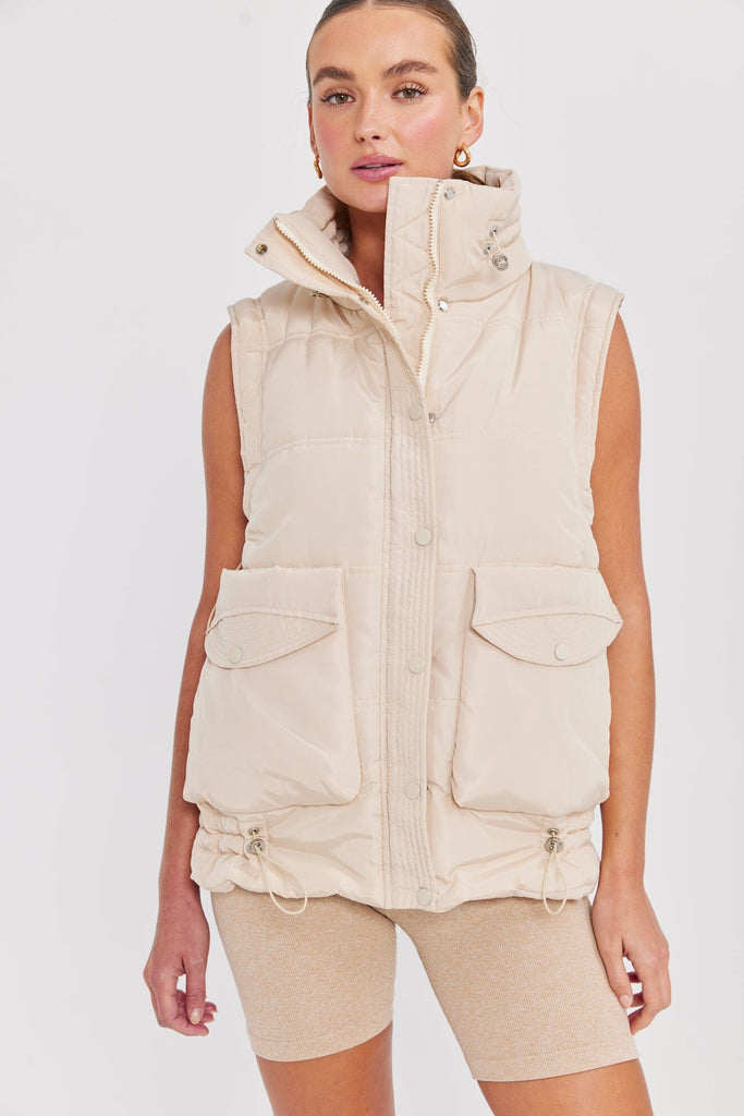 Hooded Vegan Leather Vest, Cleo