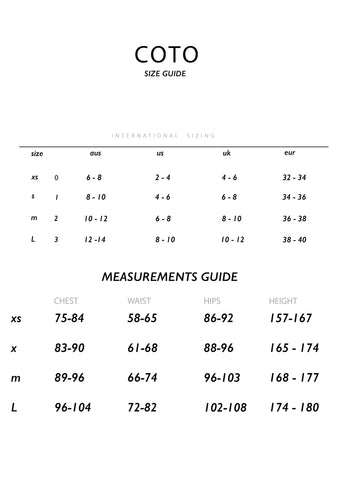 size chart active swimwear – cotoswim