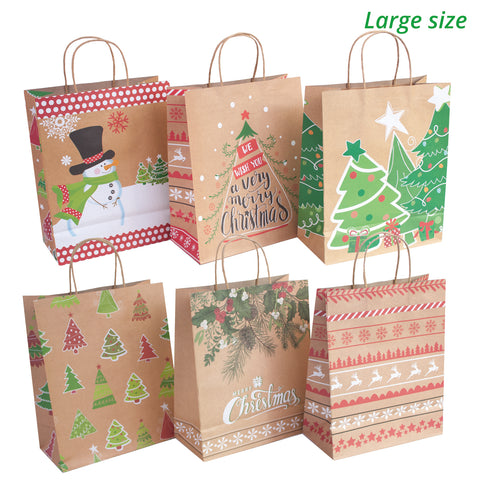 24 Kraft Christmas Gift Bags Assorted sizes with 60-Count Christmas Gi ...