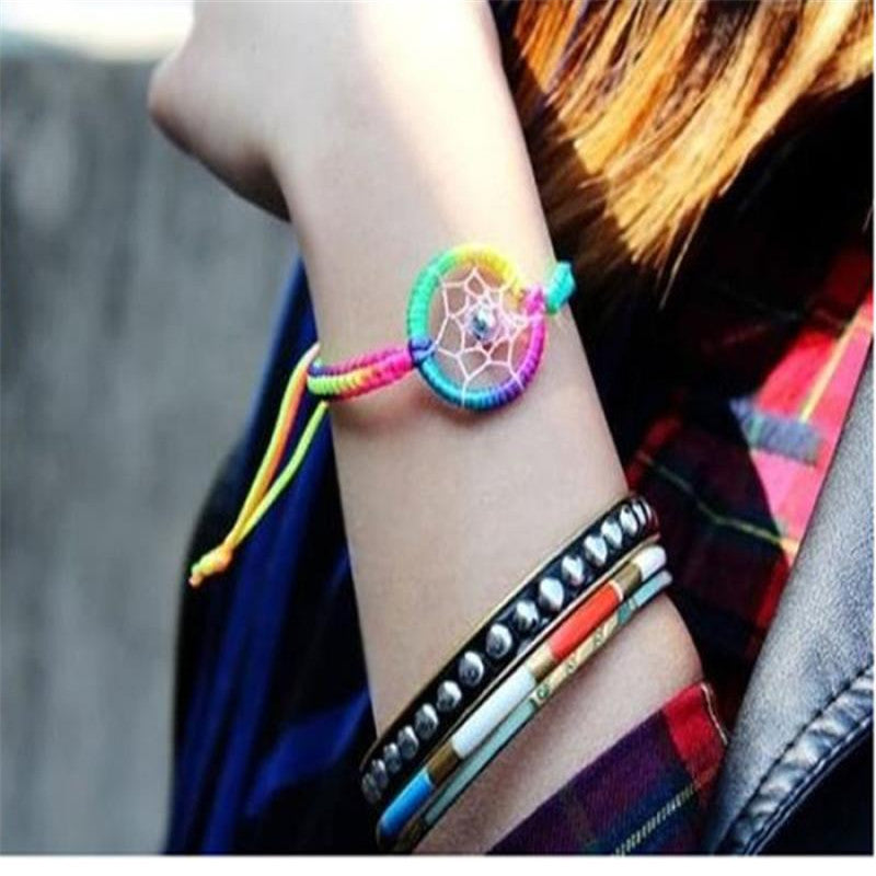 Fashion Dream Catcher Bracelet Alloy And Rope Leather Cute Charm Campanula 14-16cm 4g popular Bracel