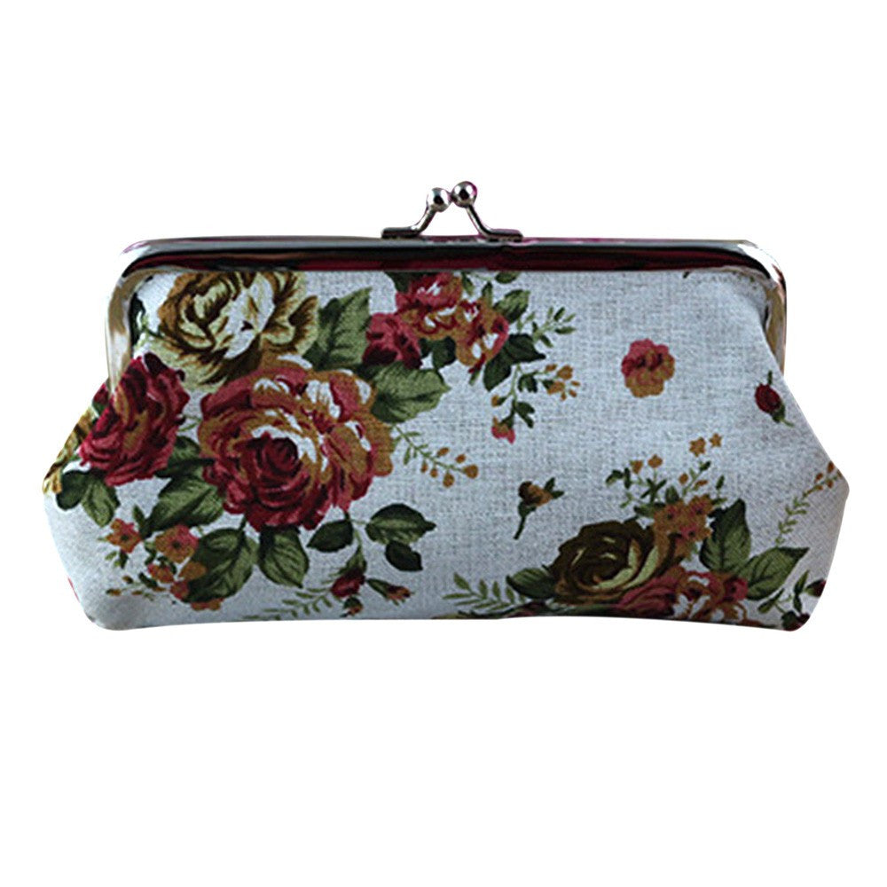 Retro Vintage Flower Print Women Lady Small Wallet Hasp Coin Pur