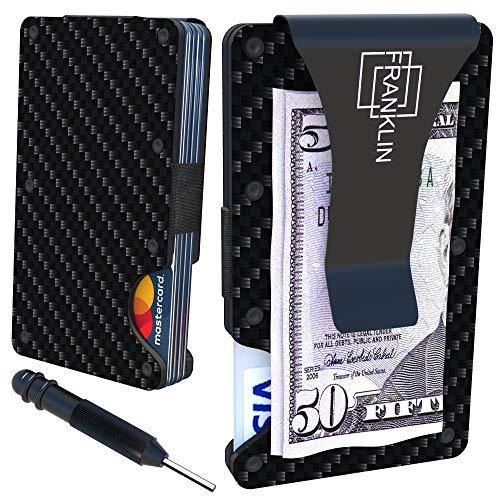Minimalist Carbon Fiber Slim Wallet Money Clip Aluminum Metal Wallets Rfid Blocking Front Po - 