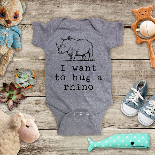 I want to hug a Rhino Rhinoceros animal zoo trip baby onesie kids shirt Infant & Toddler Shirt