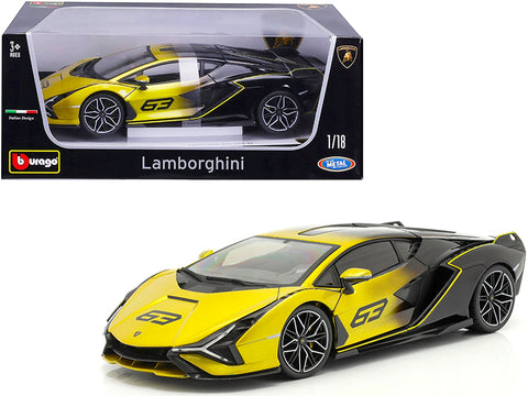 Lamborghini Sian FKP 37 #63 Yellow Metallic and Black 1/18 Diecast Mod –  Main Street Diecast Classics