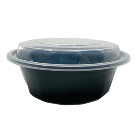 16 oz. 6 Round Black Container W/Lid Combo 50/PK