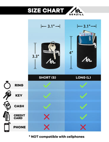 Newzill wristband wrist wallet size chart long short