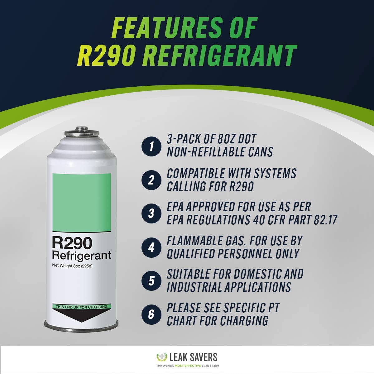 Refrigerant R290 3 Pack EPA Approved