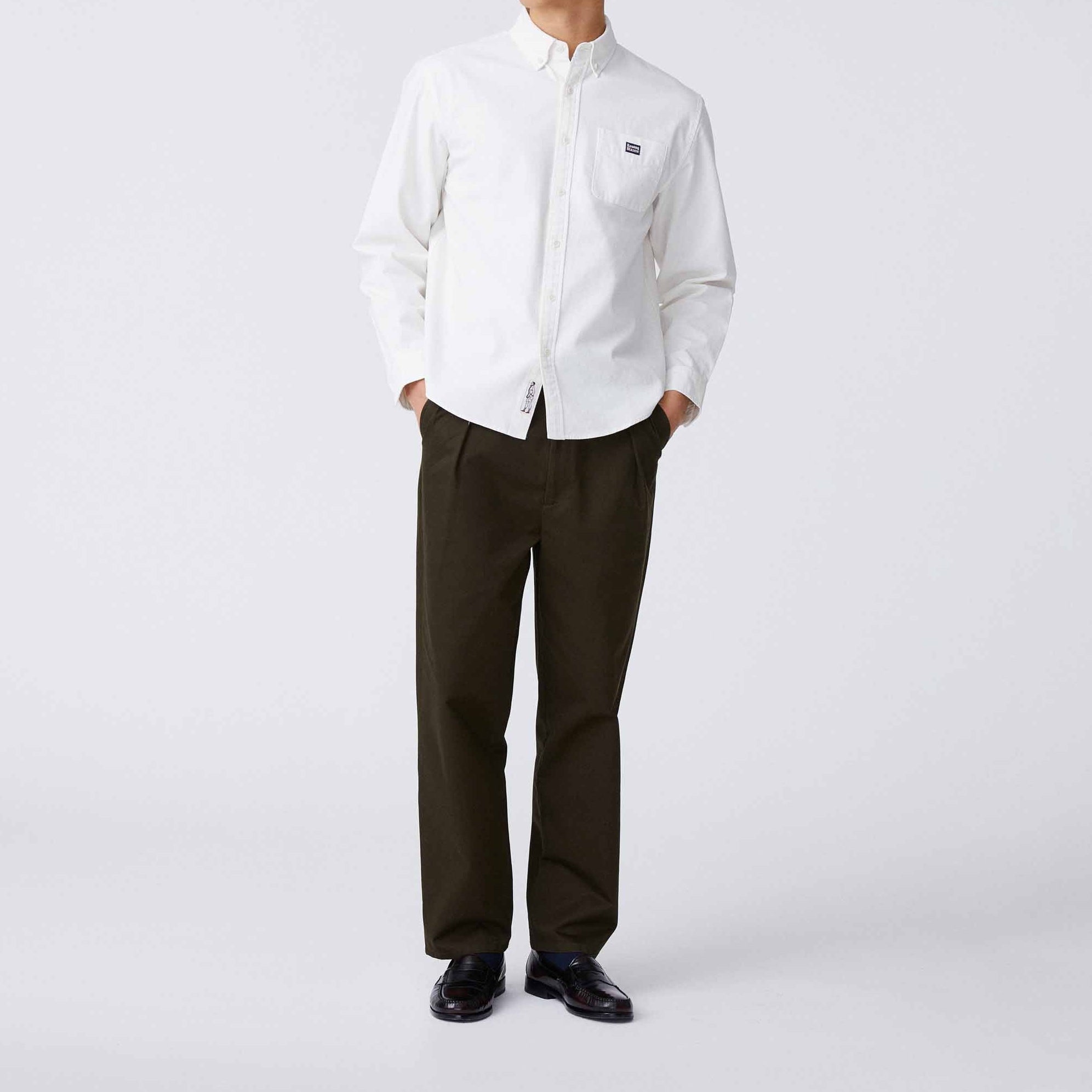 Men's Cotton Twill Pleated Relaxed Pant Dark Olive