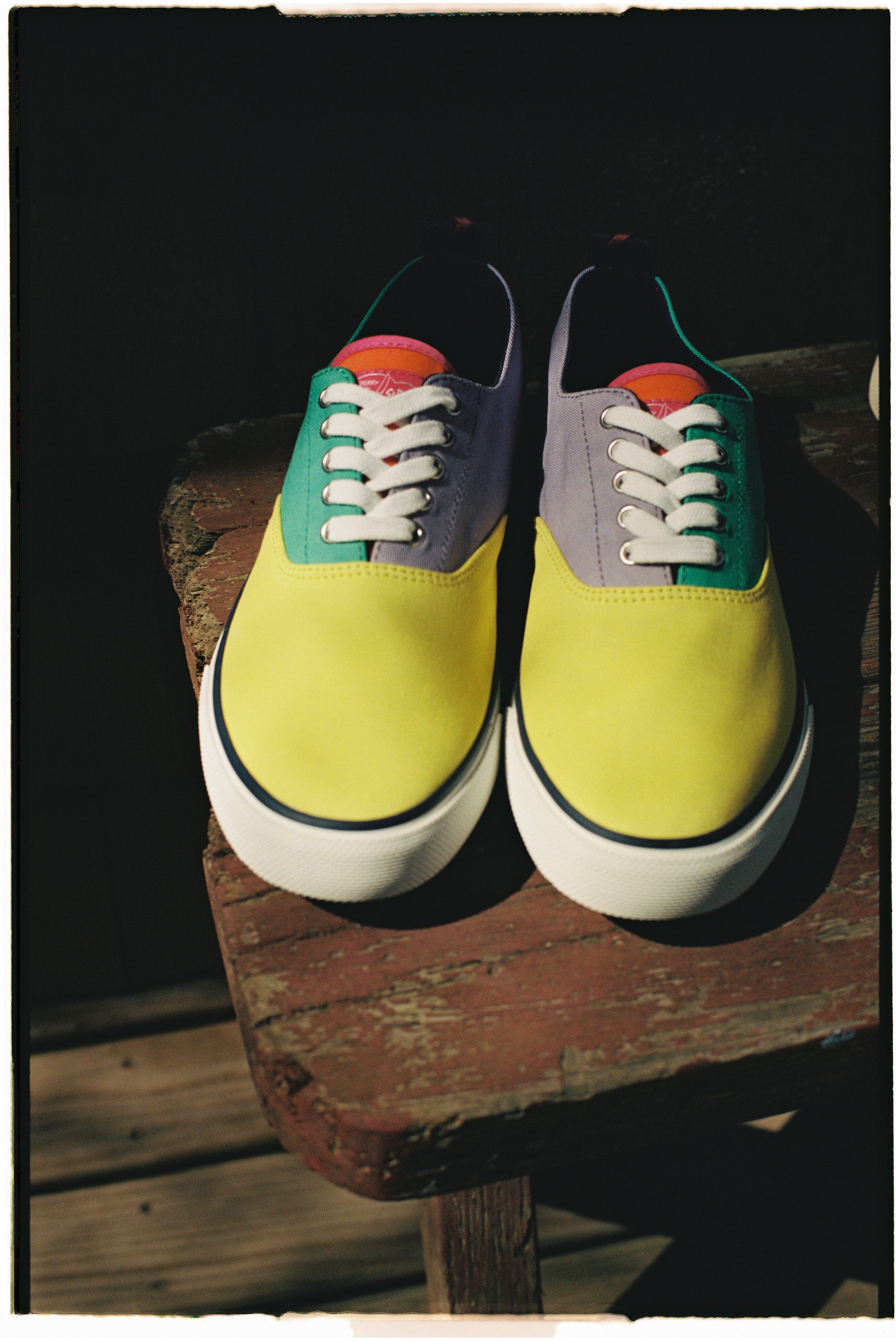 Saint Laurent Ashe colour-block Boat Shoes - Yellow