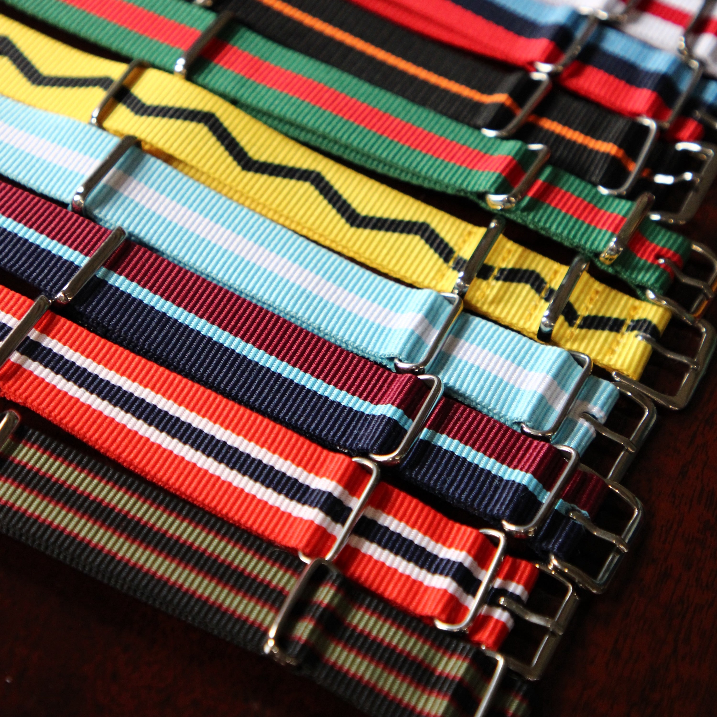 Watch Strap in Tan and Burgundy Stripe