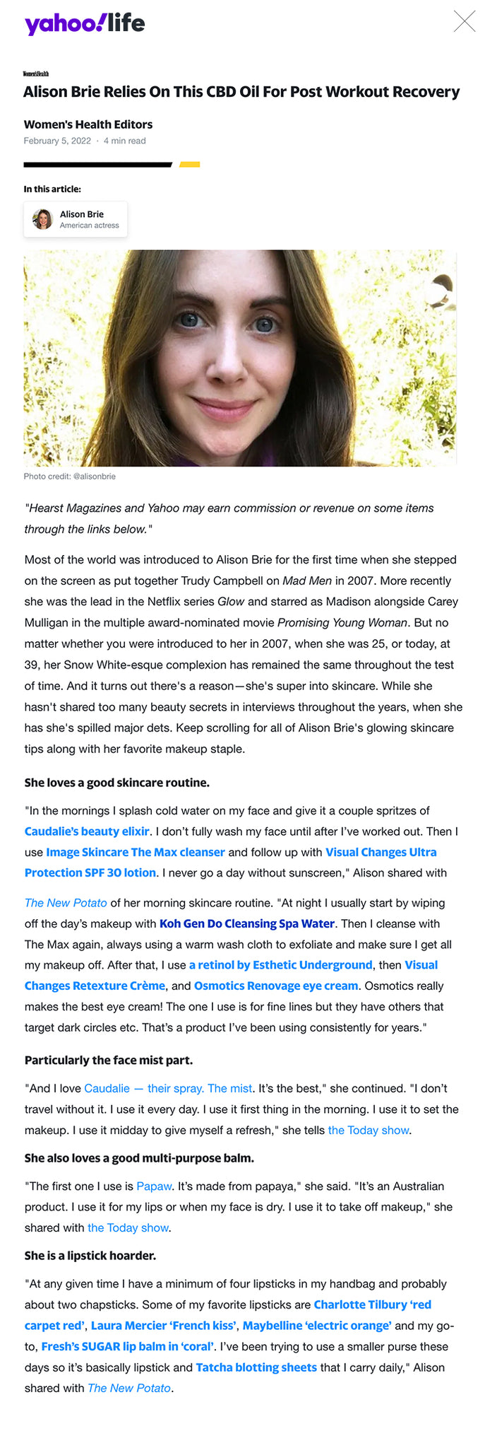 "Hearst Magazines and Yahoo may earn commission or revenue on some items through the links below."  Most of the world was introduced to Alison Brie for the first time when she stepped on the screen as put together Trudy Campbell on Mad Men in 2007. More recently she was the lead in the Netflix series Glow and starred as Madison alongside Carey Mulligan in the multiple award-nominated movie Promising Young Woman.