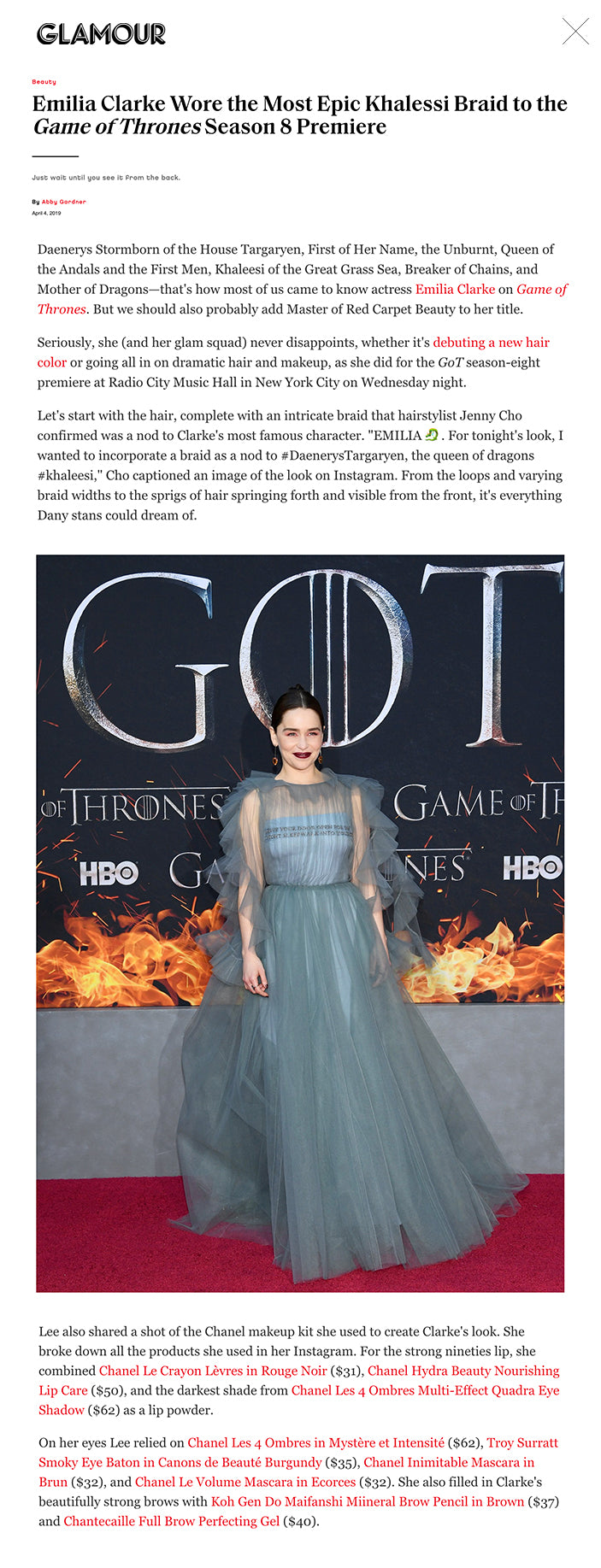 Emilia Clarke Wore the Most Epic Khalessi Braid to the Game of