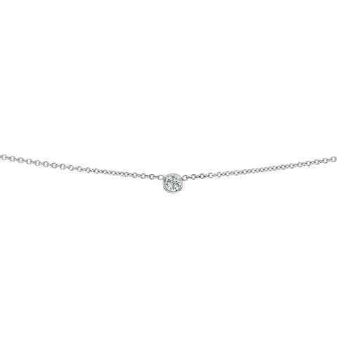 Round Bezel Floating Diamond Solitaire Necklace in 14K White Gold
