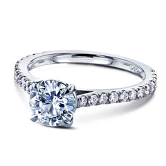 Forever One Moissanite and Diamond Cathedral Engagement Ring