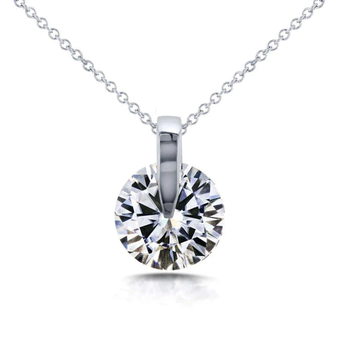 Round Moissanite Floating Wheel Solitaire Necklace in 14K White Gold
