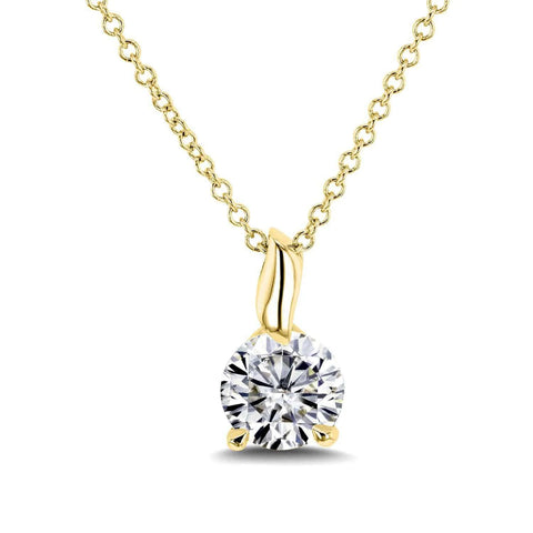 Floating Round Solitaire Necklace in 14K Yellow Gold