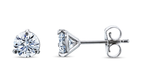 round lab grown diamond stud earrings in white gold