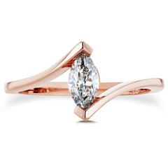 marquise diamond solitaire ring in rose gold