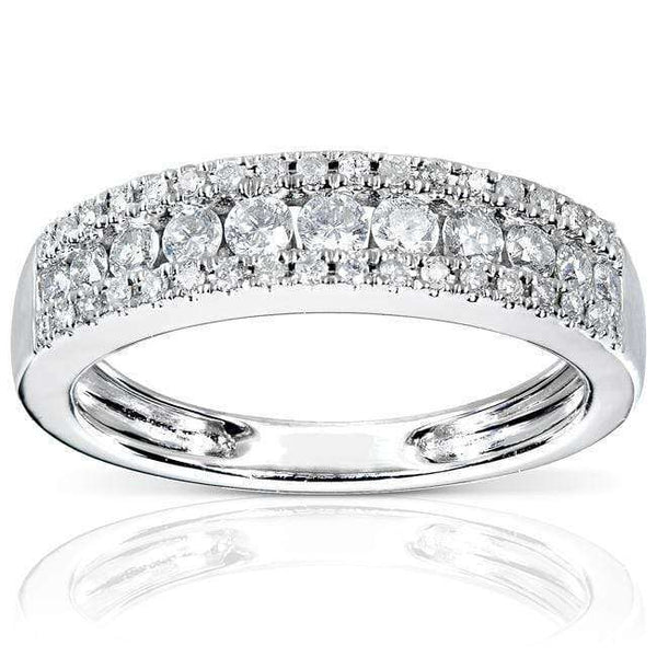 14K Solid White Gold Womens Two Row Diamond Wedding Ring Band 1.35 Ctw –  Avianne Jewelers