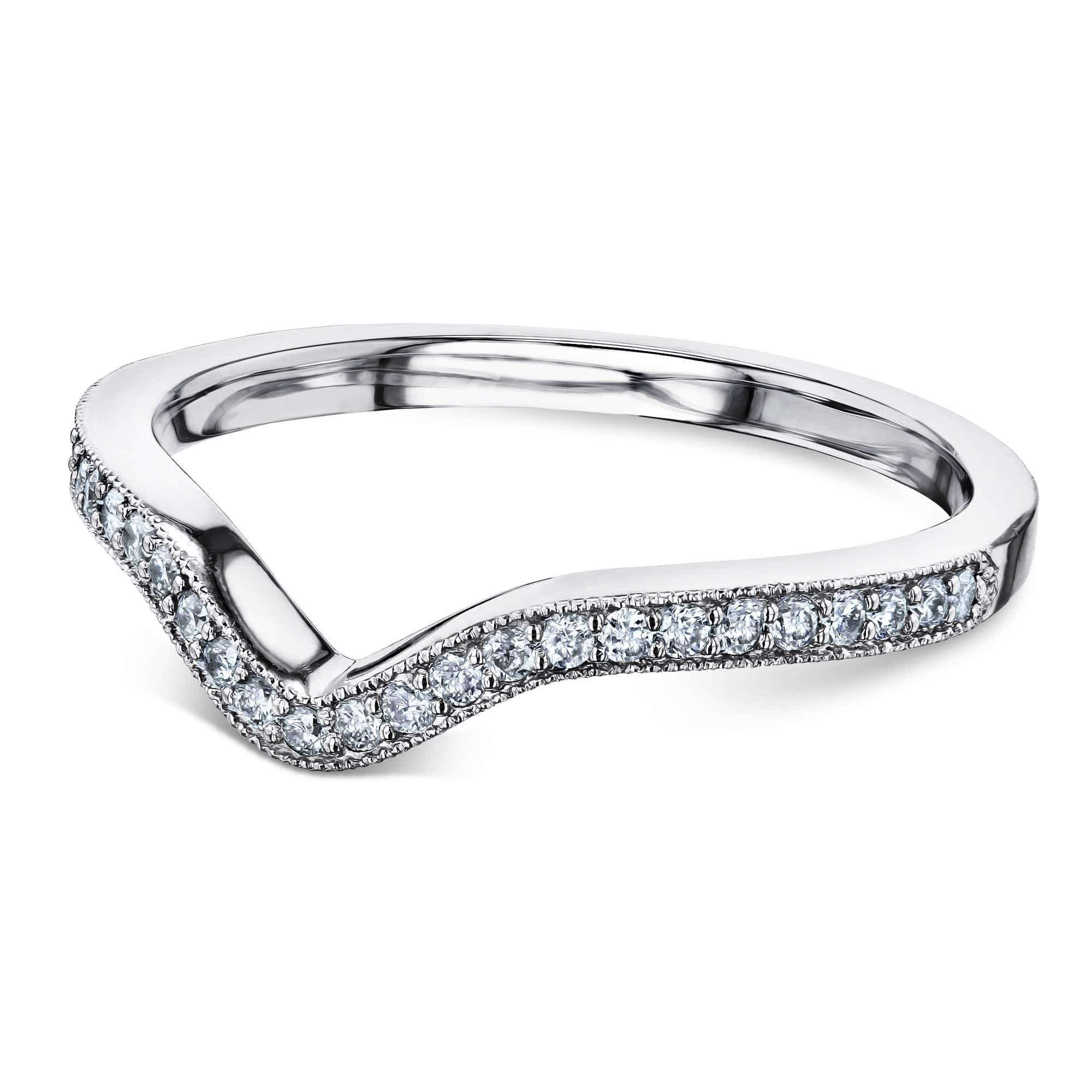 15 Carat Tdw Notched Curve Vintage Diamond Wedding Band 14k White Gold