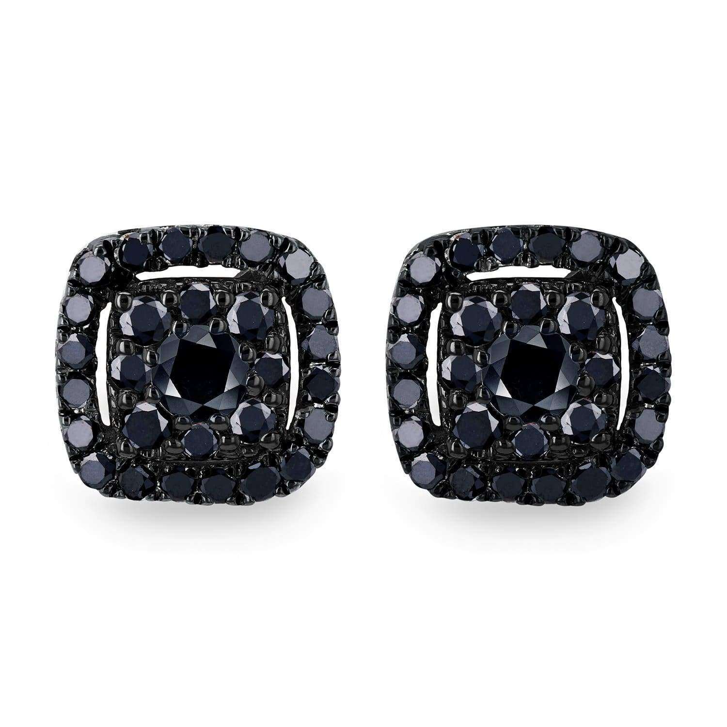 Callura Black Diamond Heritage Precision Cut Crystal Halo Stud Earrings |  Willowbrook Shopping Centre