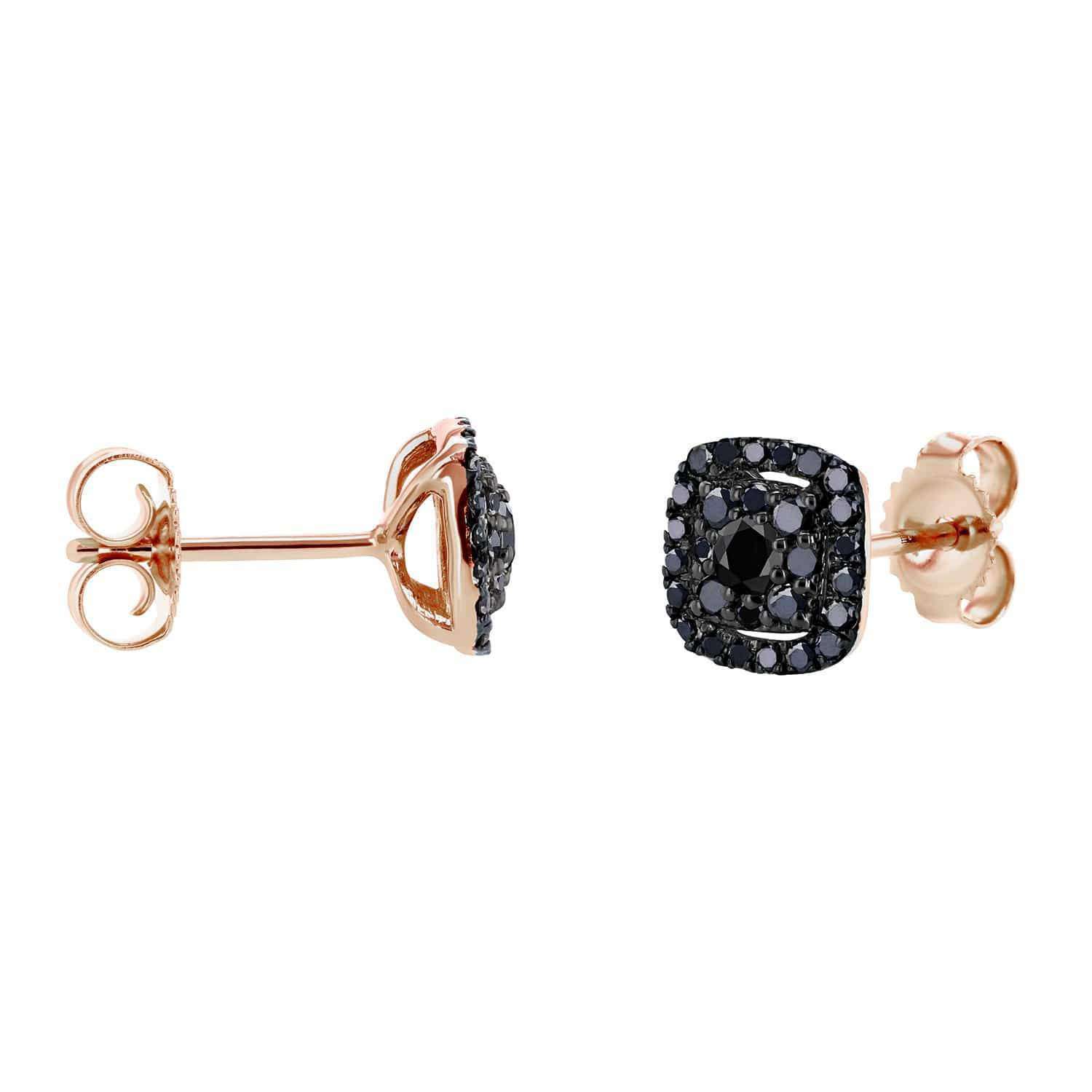 ROBERTO COIN 'LOVE IN VERONA' 18CT ROSE GOLD BLACK JADE & DIAMOND EARRINGS