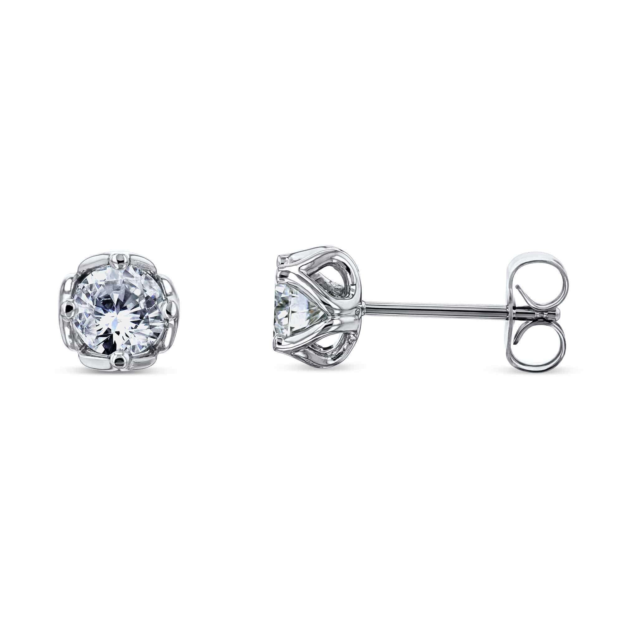 Kobelli Tulip 1ct TDW Round Natural Diamond Stud Earrings in 14k White Gold